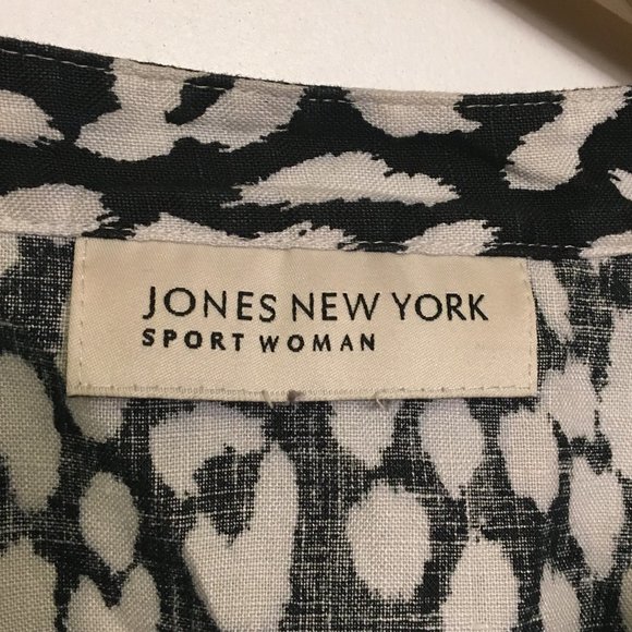 Jones New York Sport Woman Leopard Print Linen Tunic Top L - Picture 3 of 9